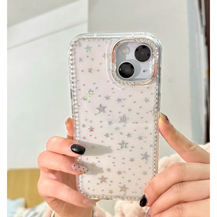 15ProMax轻奢高级13网红12女款 ins高颜值闪钻星星适用iPhone16promax手机壳14新款 11全包14plus硅胶15防摔套
