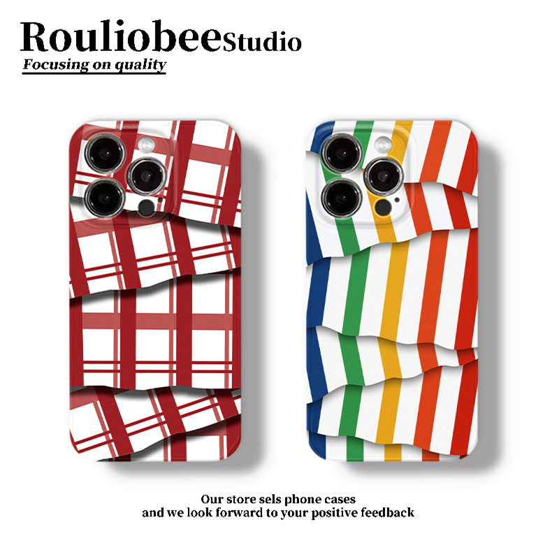 彩色不规则条纹适用苹果16promax手机壳iPhone15新款华为mate60pro创意pura70菲林OPPOReno12荣耀200vivos19
