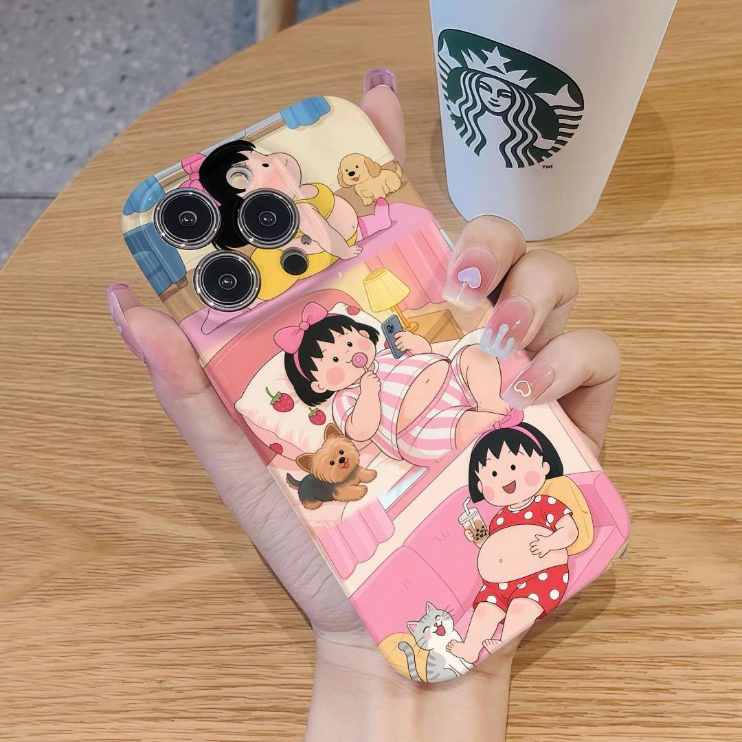 樱桃小丸子日常适用苹果14/13/12/11 iPhone15promax菲林光面手机壳华为pura70荣耀VIVO小米OPPO硬壳防摔16