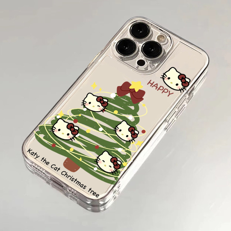 可爱圣诞树凯蒂猫适用苹果15手机壳iPhone14promax红色华为p40vivoy52s12保护套oppo小米14红米k50/60软壳女