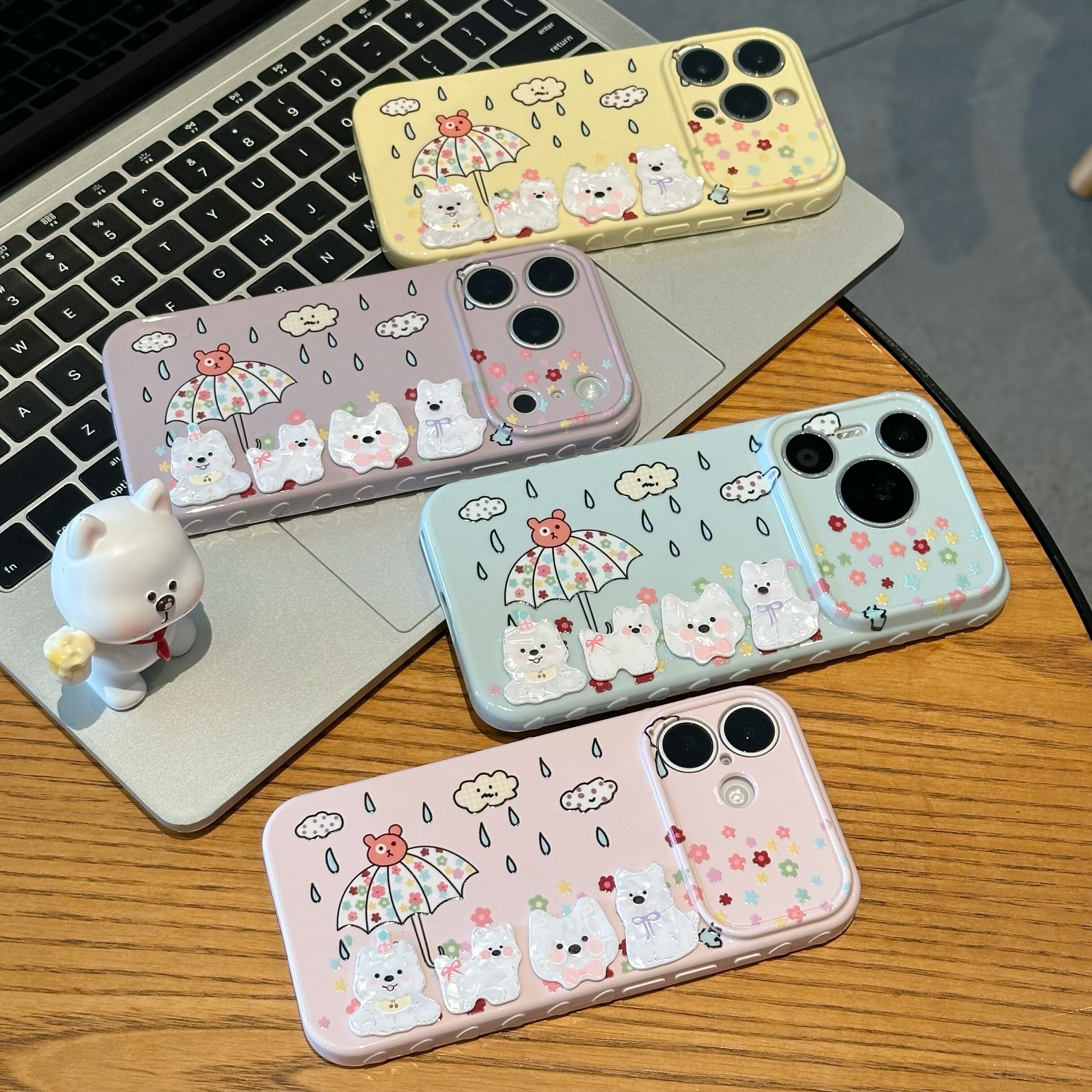 侧边爱心视窗雨伞小熊适用苹果17手机壳iPhone16/15/14PROMAX新款华为pura90卡通reno15小米17情侣女vivox300