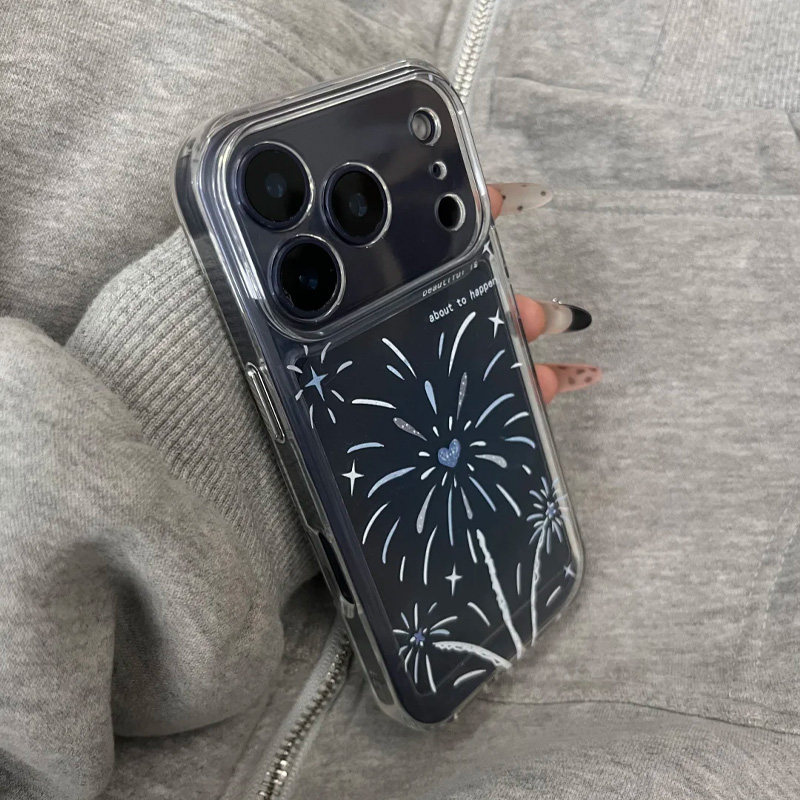 蓝色爱心烟花适用iphone17promax手机壳苹果16/15/14新款13华为mate70简约vivos30小米17oppo红米K80荣耀400