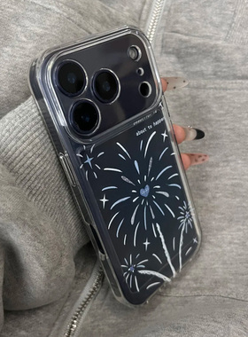 蓝色爱心烟花适用iphone17promax手机壳苹果16/15/14新款13华为mate70简约vivos30小米17oppo红米K80荣耀400