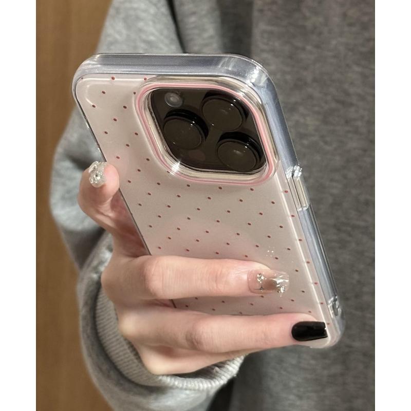 日韩ins小众简约纯色波点适用苹果15promax手机壳iPhone16新款双层13高级12华为P70荣耀90vivo小米14红米oppo