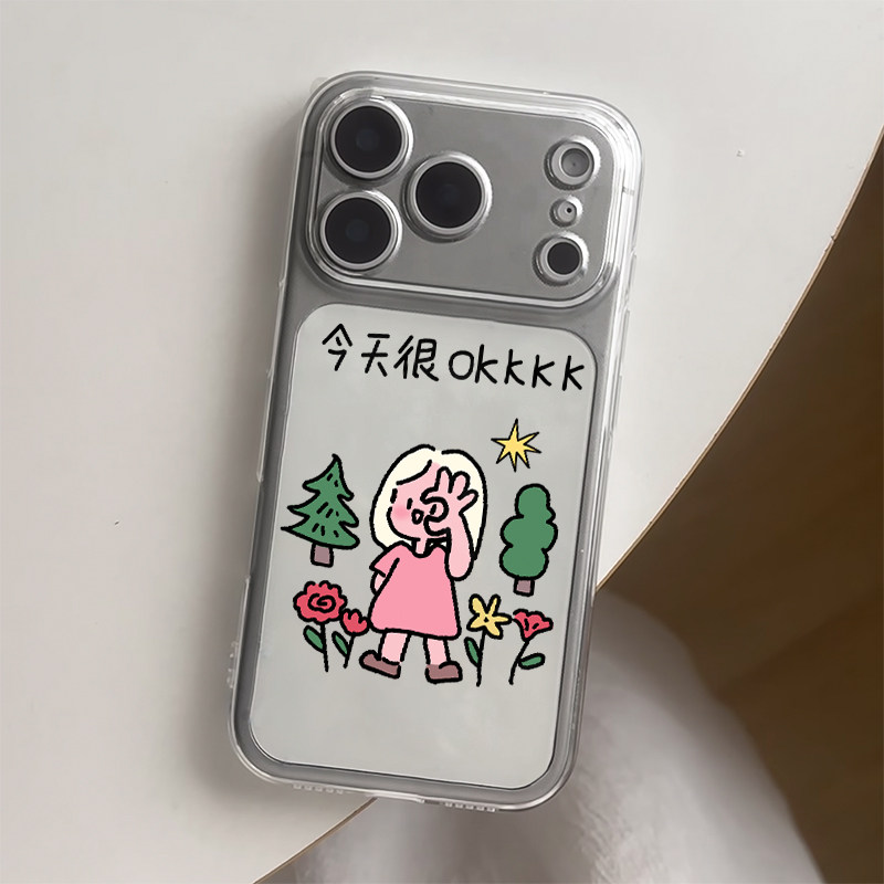 很OK女孩适用苹果17Pro手机壳iPhone16Promax新款vivo可爱OPPO简约nova14/13华为p70透明mate60红米k80小米15