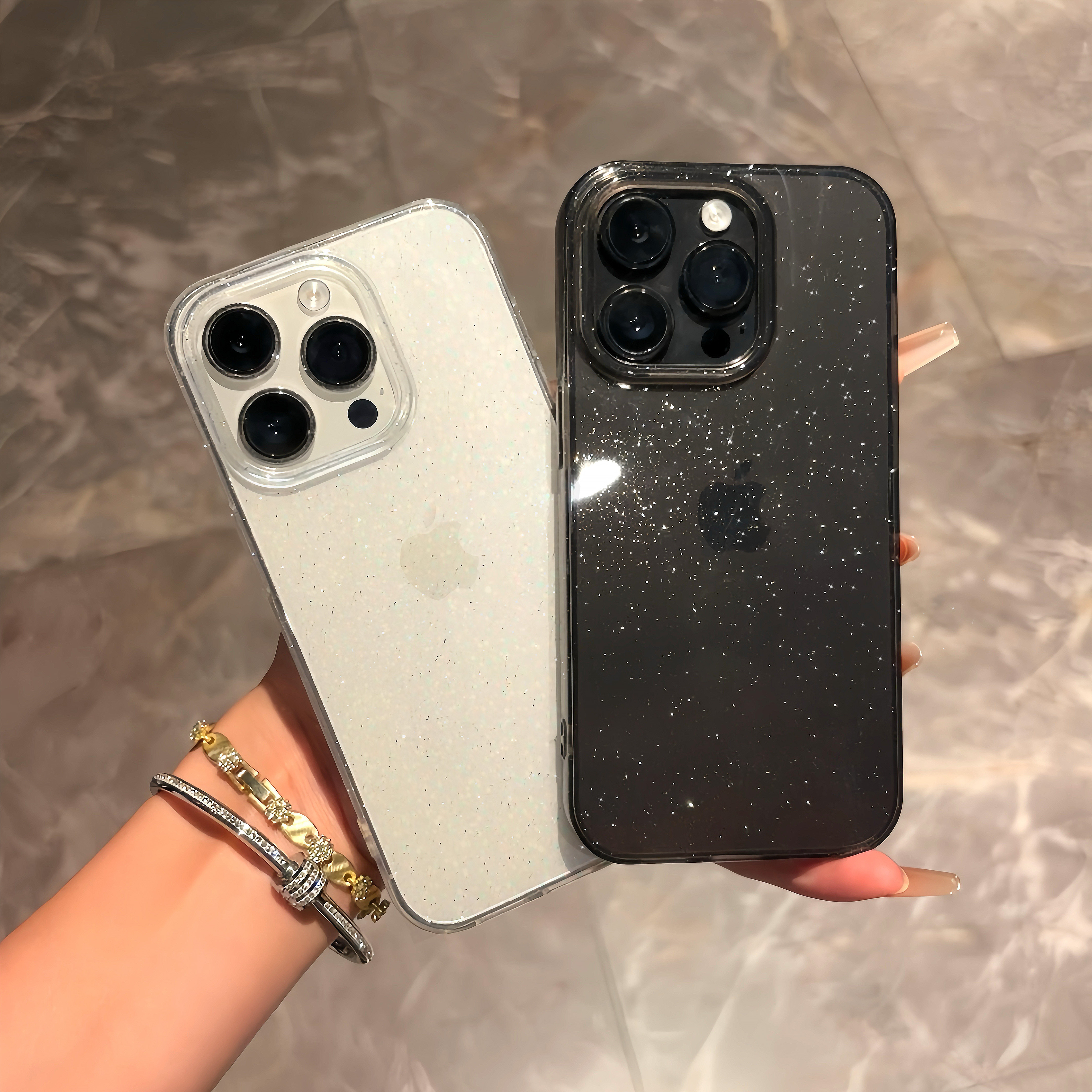 星空闪粉适用iPhone15Promax手机壳新款简约透明女款苹果16pro高档奢华高级感小众12女神气质14Plus保护套13P