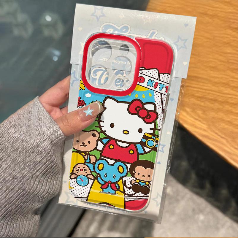 可爱露营凯蒂猫适用苹果15promax手机壳小米14opporeno12华为vivox100荣耀红米iPhone13可爱创意11硅胶xs防摔