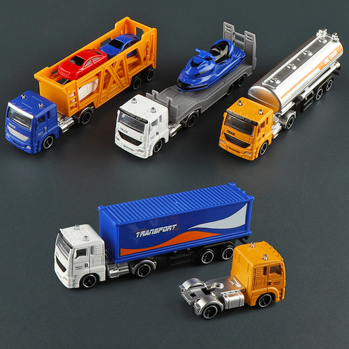 迷你合金货柜车平板拖车玩具车