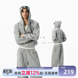 宽松慵懒加大帽沿连帽男女开衫 型卫衣美式 外套 JHYQ短版 荆棘系列