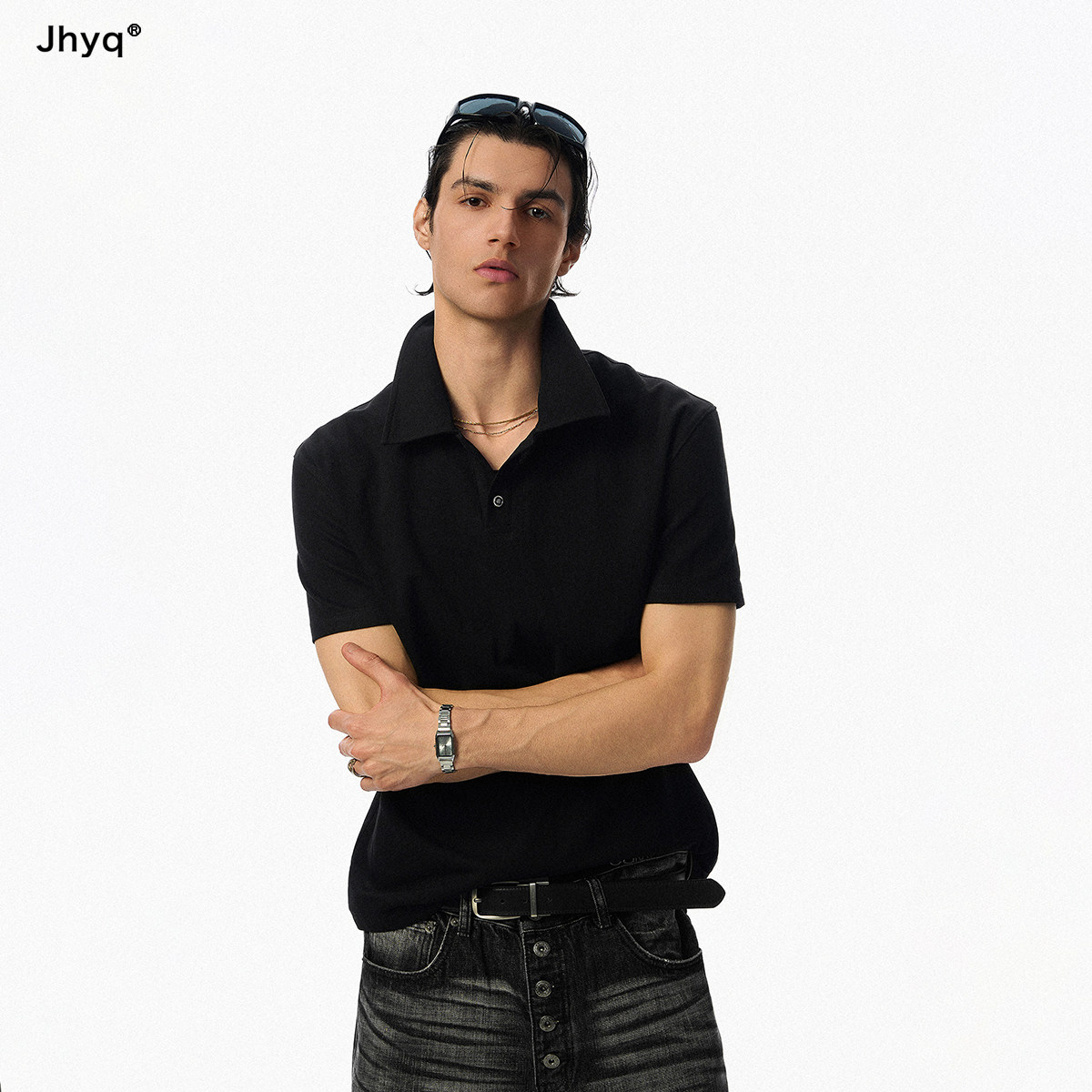 JHYQ男士短袖翻领Polo衫透气图片