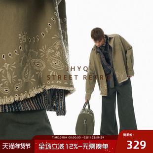 JHYQ净化眼球原创设计腰果花刺绣复古加厚衬衫外套长袖宽松休闲