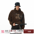 JHYQ2025秋冬美式 复古400G重磅小熊钉珠印花连帽卫衣男宽松情侣衫