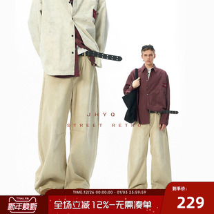 口袋长裤 男宽松直筒拖地百搭工装 复古休闲弯刀裤 JHYQ净化眼球美式