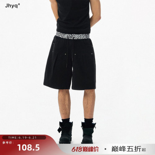 JHYQ豹纹拼腰头320g针织短裤男