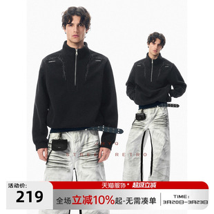 荆棘系列丨JHYQ美式短版半拉链棒球立领卫衣男女印花休闲时尚上衣