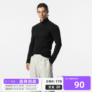 JHYQ羊毛混纺秋冬德绒半高领打底衫男修身软糯长袖T恤衫亲肤内搭t