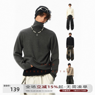 JHYQ净化眼球美式复古高领毛衣男款冬季内搭针织衫男保暖打底衫