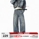 男潮牌高级感痞帅裤 牛仔裤 复古蓝直筒宽松竹节棉水洗工装 JHYQ美式