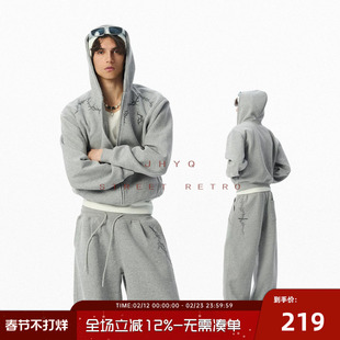 荆棘系列丨JHYQ短版型卫衣美式宽松慵懒加大帽沿连帽男女开衫外套