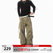 男潮牌阔腿宽松休闲街舞长裤 裤 复古迷彩做旧工装 JHYQ净化眼球美式