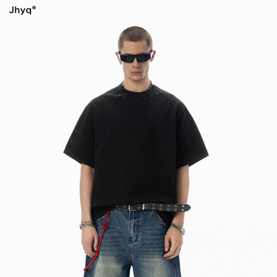 JHYQ纯棉异领气眼短袖T恤男