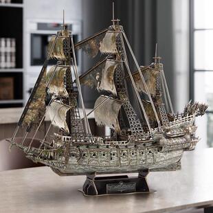乐立方飞翔的荷兰人海盗船拼装模型3D立体拼图男孩礼物成人摆件.