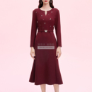 新款 25秋冬季 宴会收腰重工钉珠鱼尾连衣裙RF07014A8 女裙 拉珂同款