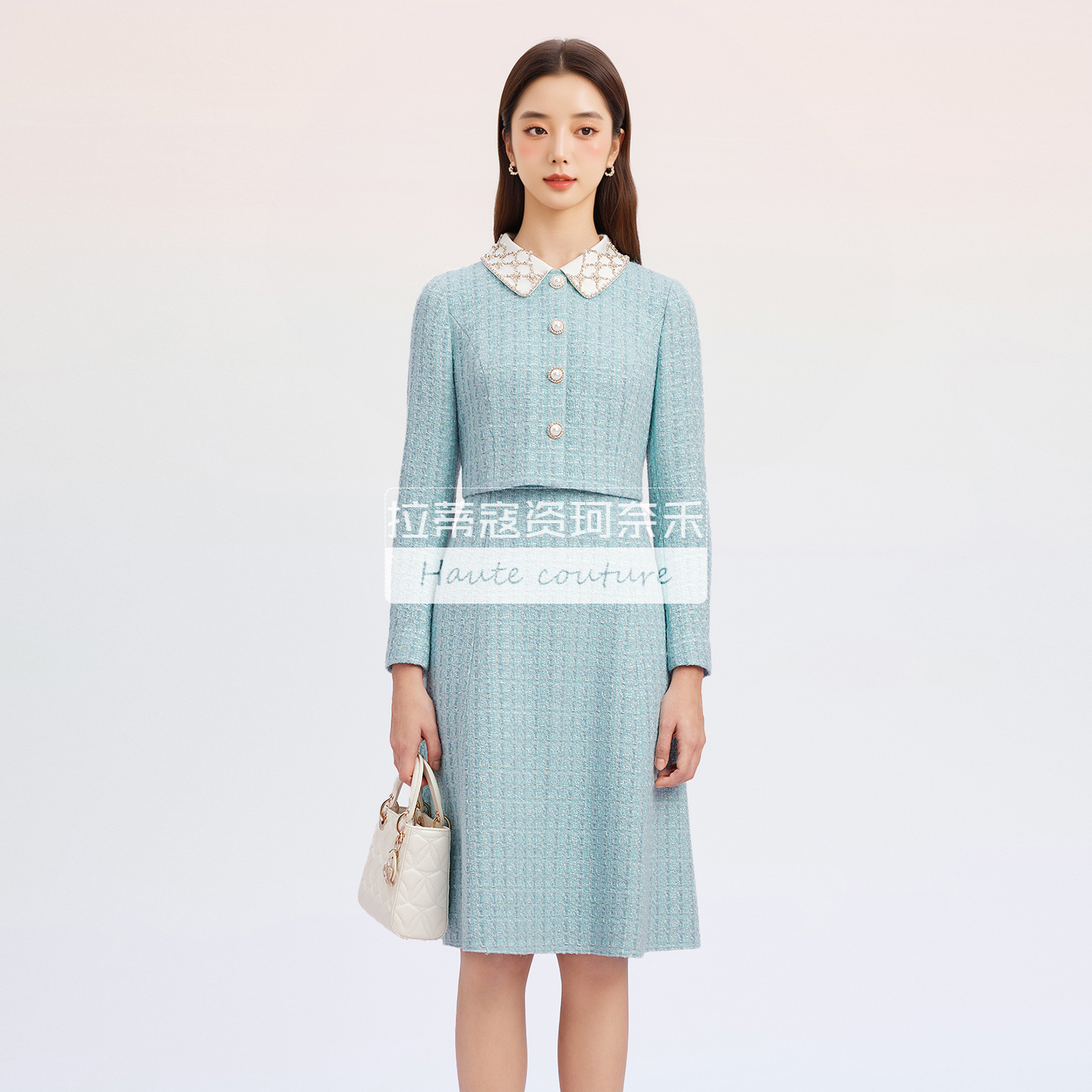 【商场同款珂蒂】25秋冬宴会通勤长裙女时尚新款假两件香风连衣裙