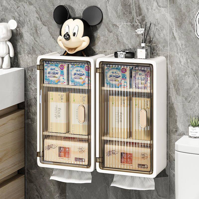 卫生间免打孔壁挂柜化妆品护肤品收纳盒厕纸盒浴室防水防潮置物架