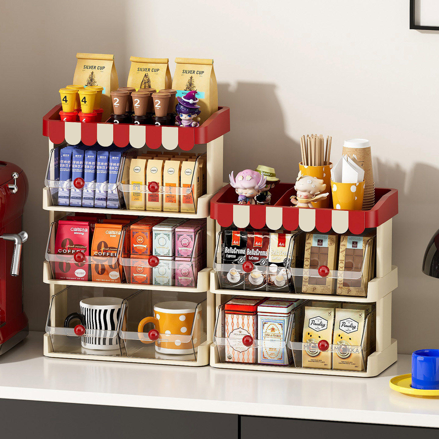 茶包收纳盒茶叶胶囊咖啡防尘抽屉置物架茶水间水杯零食桌面收纳层