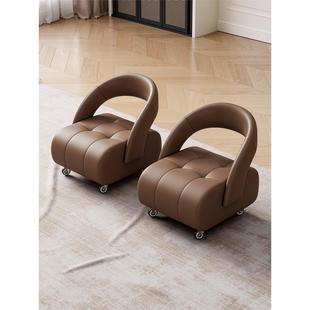 高级感滑轮静音小板凳沙发凳靠背家用小凳子椅子意大利万向轮客厅