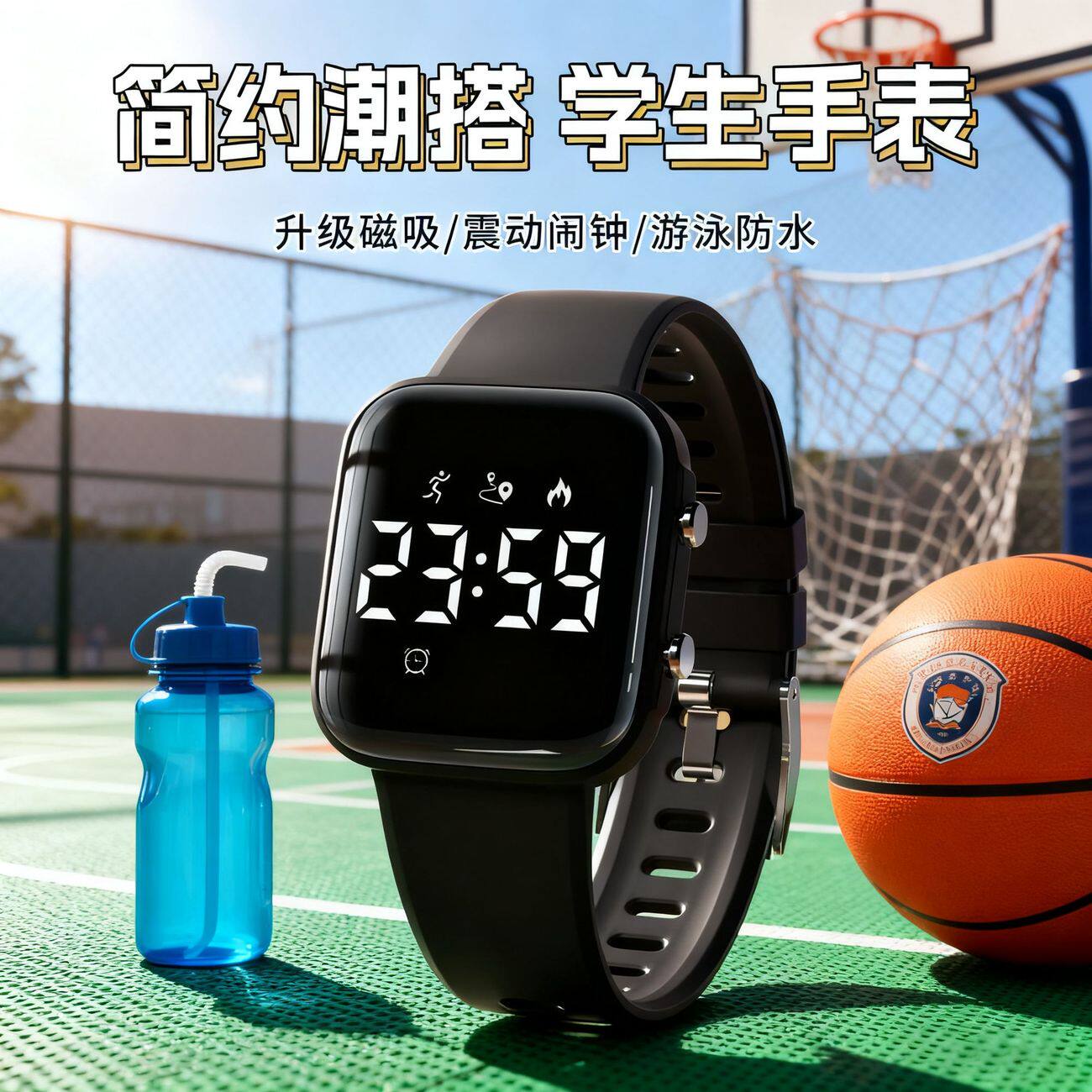 简约青少年学生手表磁吸