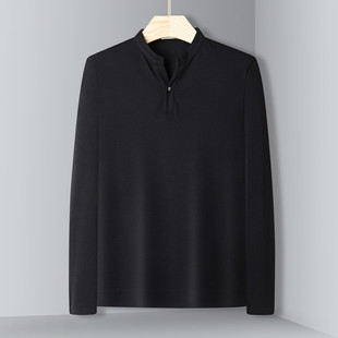 男式 纯色立领长袖 莫代尔棉简约款 商务休闲日常T恤男 专柜同款