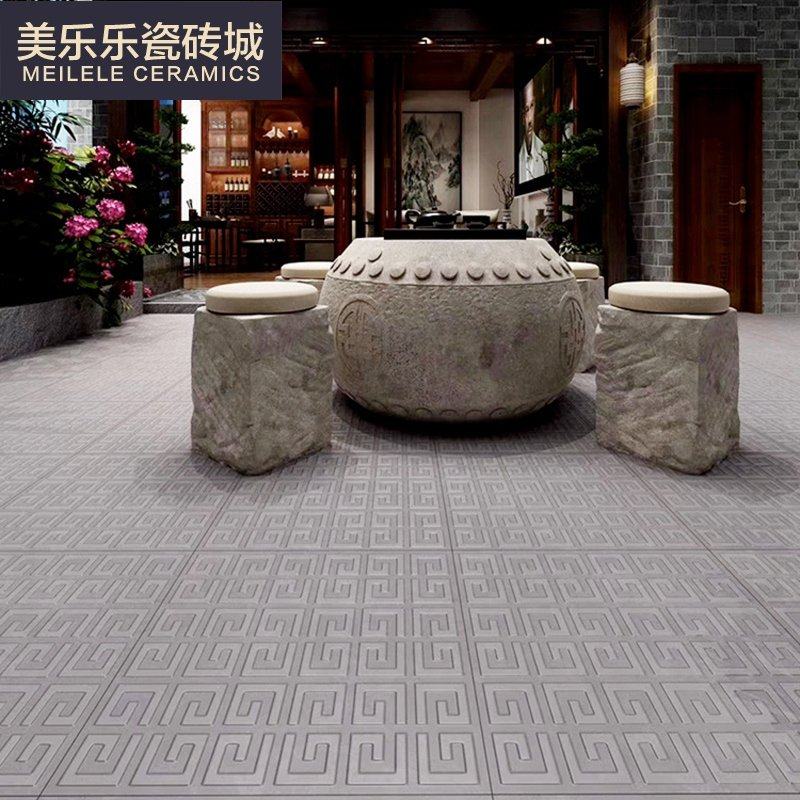 中式庭院瓷砖通体仿古砖600x600餐厅民宿复古防滑地面砖耐磨凹凸_虎窝淘