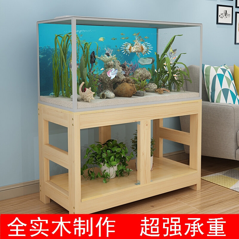 新款鱼缸底柜实木架子水族箱底座多层客厅落地式鱼缸桌子托架定做