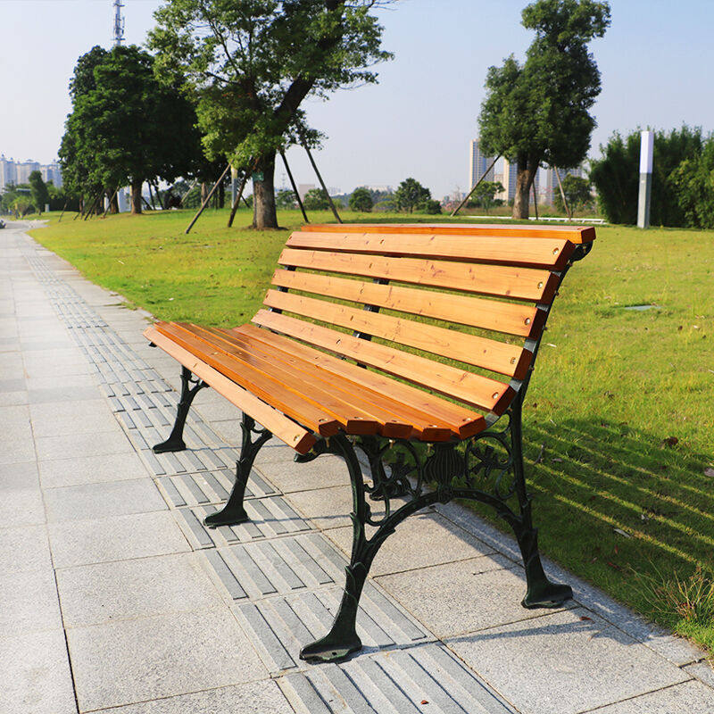 实木公园椅子户外休闲长椅广场椅子铁艺室外排椅庭院双人实木长凳