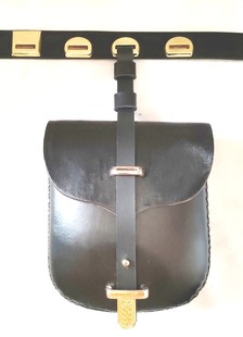 唐制鞶囊牛皮包手机包汉服革带蹀躞带鞶囊仿银囊大明衣庄