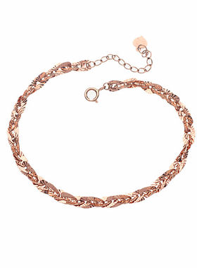 俄罗斯585紫金时尚女款车花手链镀14K玫瑰金精致简约休闲风高级感