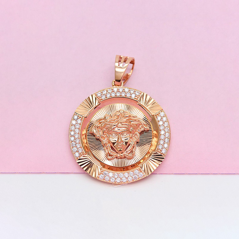 俄罗斯585紫金圆形吊坠镀14K玫瑰金时尚豪华精致吊坠女款经典气质