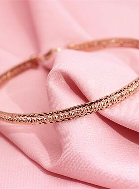 俄罗斯585紫金车花珠珠手镯女款百搭奢华大气精美镀14K玫瑰金礼物