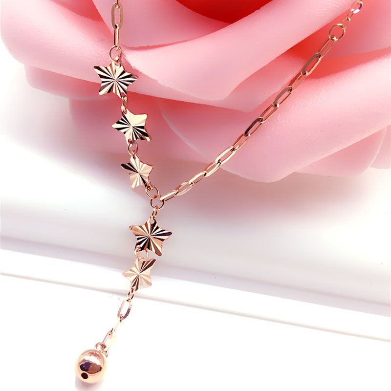 俄罗斯585紫金小清新车花五角星项链精美女款小众设计套链潮流ins