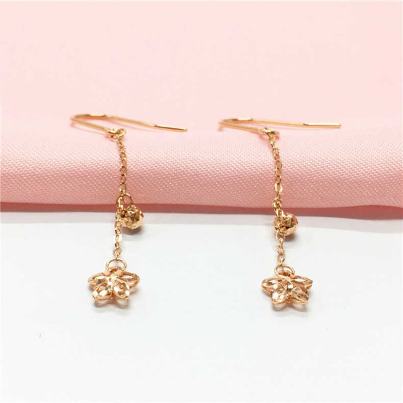 俄罗斯585紫金气质时尚镂空花朵耳环小清新女镀18K玫瑰金彩金耳饰