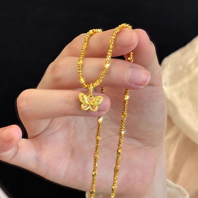 合金小红书同款蹦迪珠蝴蝶项链