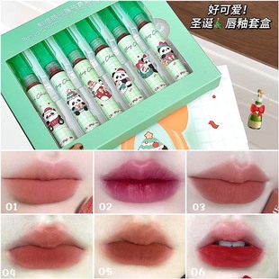 熊猫萌彩唇釉套盒可爱哑光自然显白学生党国货素颜平价不粘杯女