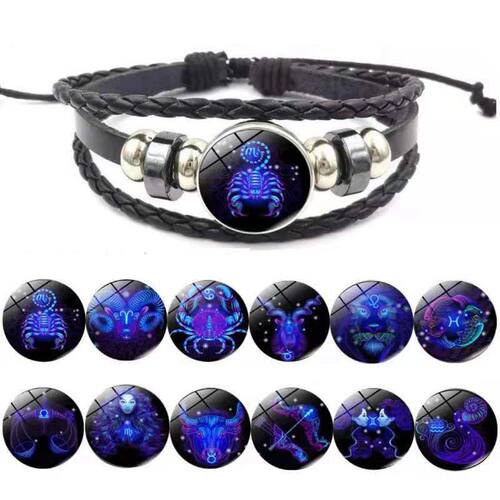 12 Zodiac Signs Constellation Charm Luminous Bracelet Men Wo