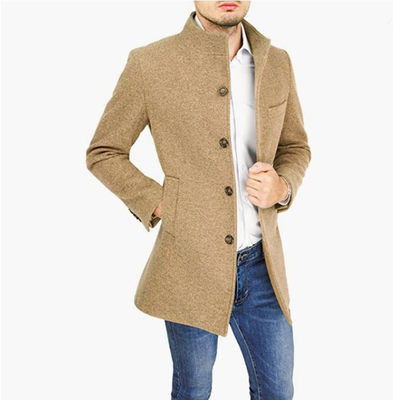 Woolen coat stand collar coat windbreaker casual solid