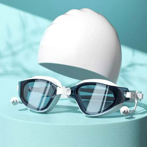 Swimming goggles and cap set 泳镜泳帽套装高清防雾防水大框