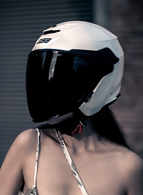 gsb摩托车夏季防晒头盔半盔女双镜片四分之三复古头盔男gsb263