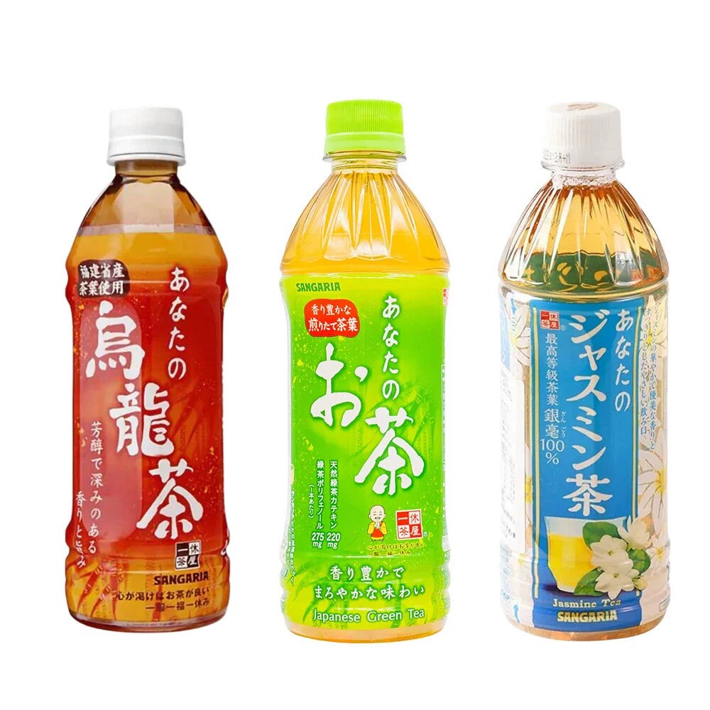日本进口食品SANGARIA三佳利乌龙茶茉莉花茶味饮料500ML办公室