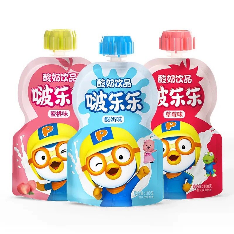 啵乐乐儿童酸奶饮品100g*24袋酸奶早餐奶草莓蜜桃味整箱可吸便